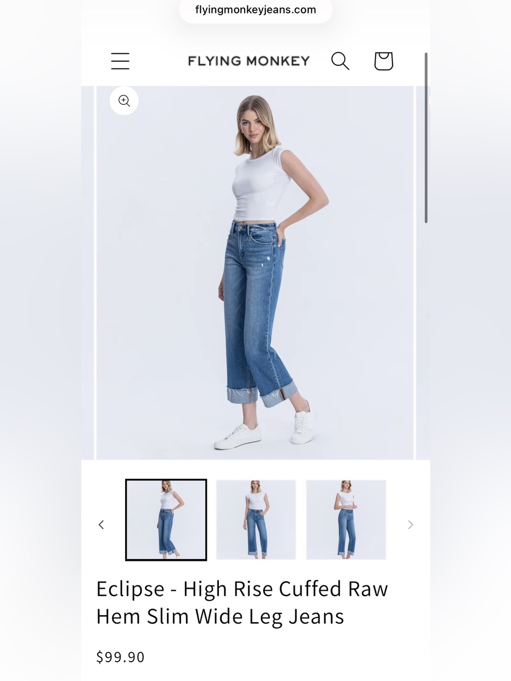 Flying Monkey Wide Leg Raw Hem Eclipse Jeans
